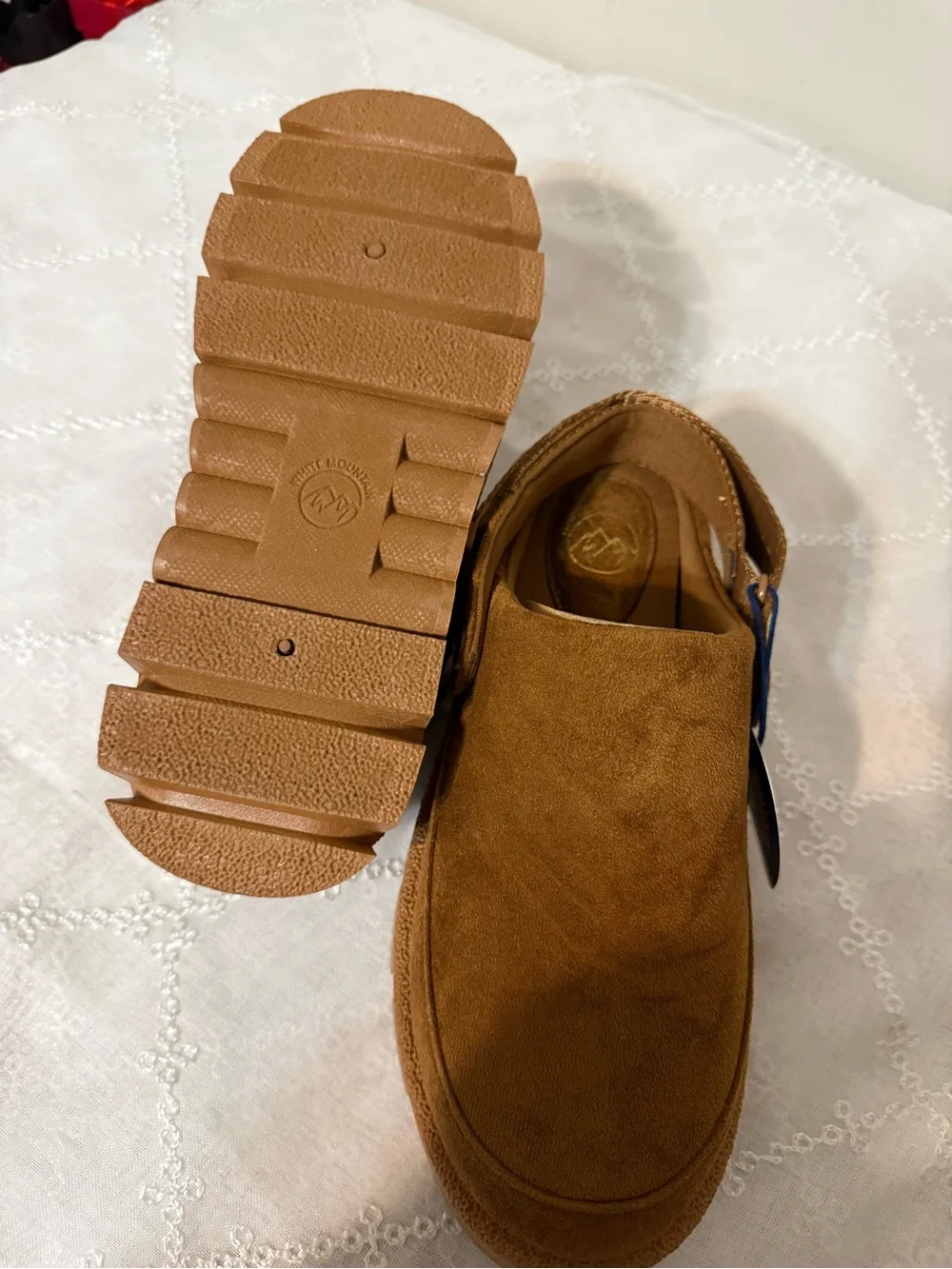 White Mountain Brown Suede Platform Slip-On Clogs